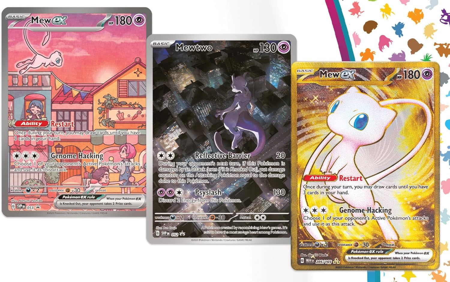 Pokemon 151 Ultra Premiem Collection Promo Card Set - Mew Ex - Mewtwo - Black Star Promo SVP 053 - SVP 052 - Mew Ex Metal Card