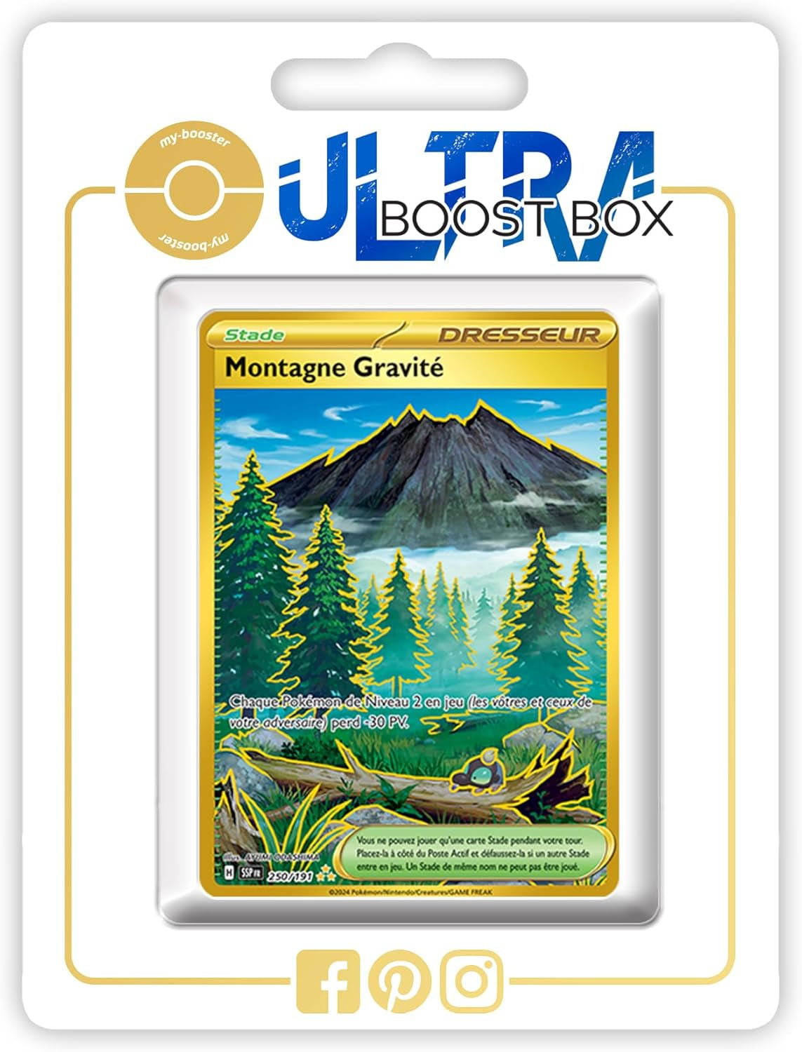 Montagne Gravité (Gravity Mountain) 250/191 Shiny Gold Trainer -  X Écarlate Et Violet 8 - Étincelles Déferlantes Box of 10 Pokemon French Cards
