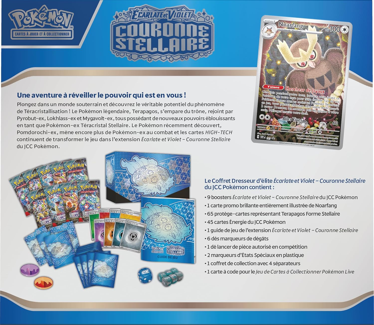 : Scarlet & Purple Elite Trainer Set - Star Crown (1 Fully Illustrated Promo Card, 9 Booster Packs & Premium Game Accessories)