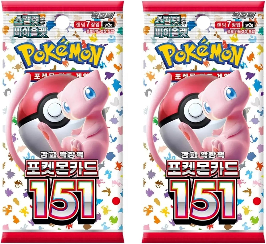 Pokemon 151 TCG Korean Booster Packs | 2 X Authentic Pokemon Cards Pack | Korean Language Pokemon 151 Trading Card Game Set | TYCM Pouch | Collectible Pokémon TCG Gift for Boys |